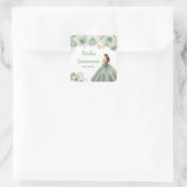 Bloemenprinses in Sage Green Dress Quinceanera Vierkante Sticker (Tas)