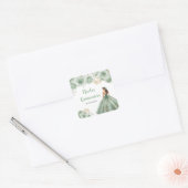 Bloemenprinses in Sage Green Dress Quinceanera Vierkante Sticker (Envelop)