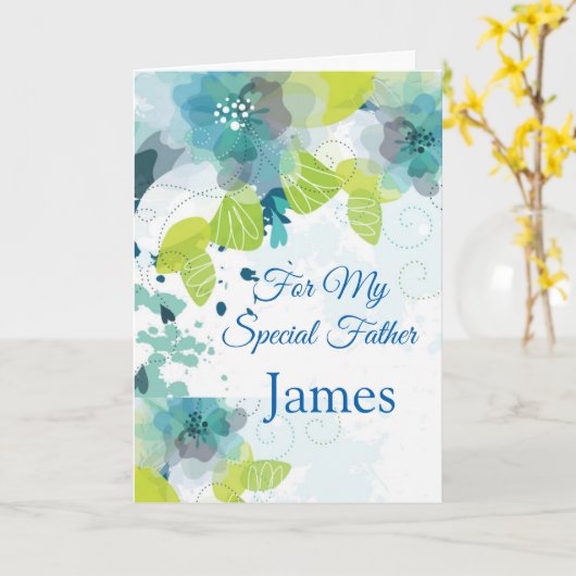 Bloemenprint Aangepaste naam Verjaardag Kaart-Vade Kaart (Gele Bloem)