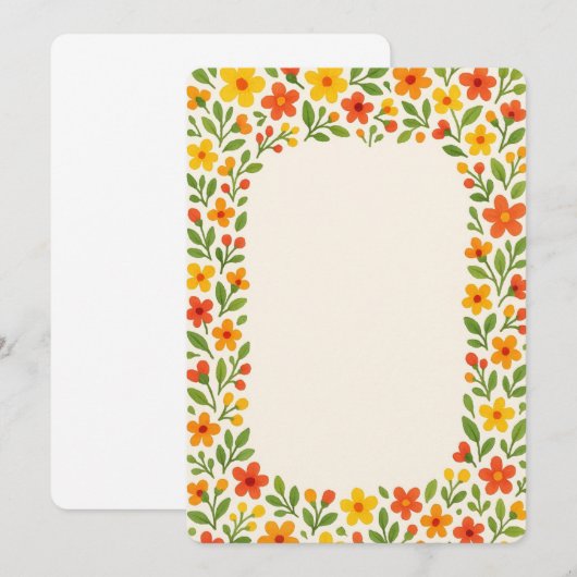 Bloemenprint briefpapier kaart (Voorkant / Achterkant)