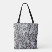 Bloemenprint Canvas tas met zwart wit grijs kunst (Achterkant)