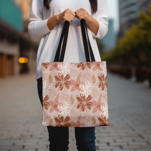 Bloemenprint Canvas tas, stijlvol bloemontwerp Tote Bag