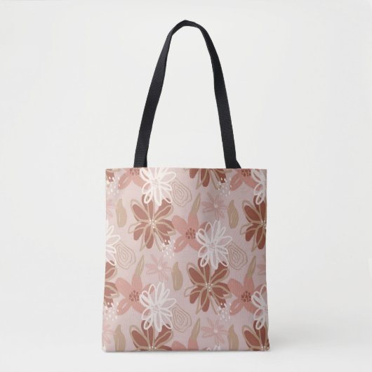 Bloemenprint Canvas tas, stijlvol bloemontwerp Tote Bag (Voorkant)