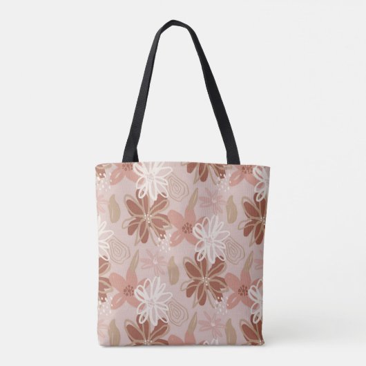 Bloemenprint Canvas tas, stijlvol bloemontwerp Tote Bag (Achterkant)
