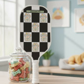 Bloemenprint dambord Veterinaire Naam Pickleball Paddle