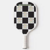 Bloemenprint dambord Veterinaire Naam Pickleball Paddle (Achterkant)