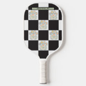 Bloemenprint dambord Veterinaire Naam Pickleball Paddle (Voorkant)