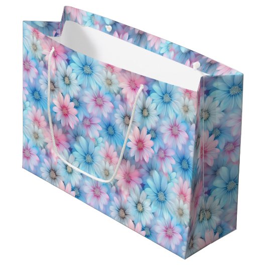 Bloemenprint geschenkzak groot cadeauzakje (Voorkant Gekanteld)