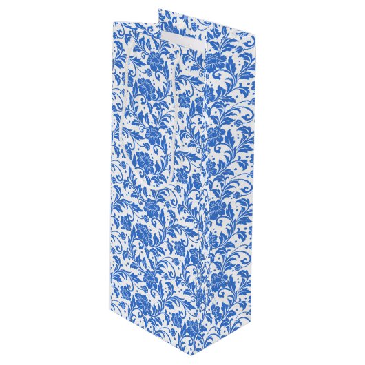 Bloemenprint geschenkzak wijn cadeautas (Voorkant Gekanteld)