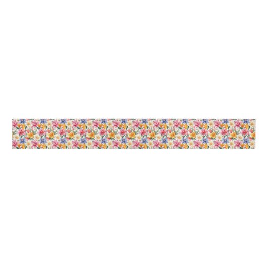 Bloemenprint Grosgrain lint (Voorkant)