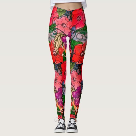 Bloemenprint Leggings voor vrouwen (Voorkant)