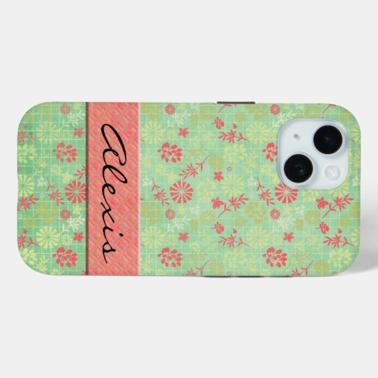 Bloemenprint met naam Case-Mate iPhone case (Achterkant (horizontaal))