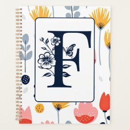 Bloemenprint monogram initialen naam minimalist planner
