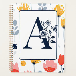 Bloemenprint monogram initialen naam minimalist planner