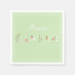 Bloemenprint op pastelgroene paasservetten servet