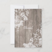 Bloemenprint op rustieke houten trouwdetails kaart (Achterkant)