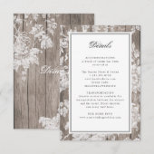 Bloemenprint op rustieke houten trouwdetails kaart (Voorkant / Achterkant)