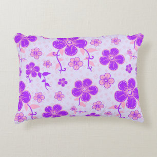  bloemenprint Paarse en roze op lavendel Accent Kussen