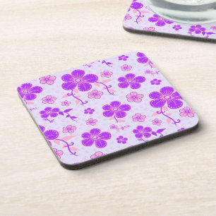  bloemenprint Paarse en roze op lavendel Bier Onderzetter