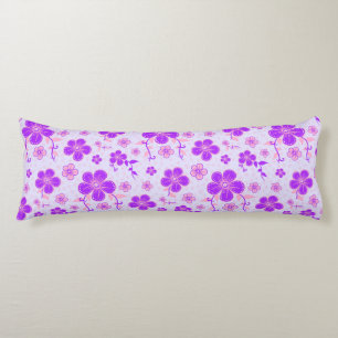  bloemenprint Paarse en roze op lavendel Lichaamskussen