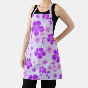 bloemenprint Paarse en roze op lavendel Schort
