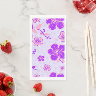bloemenprint Paarse en roze op lavendel Servet