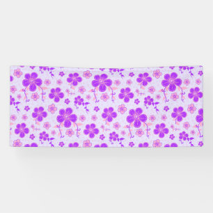 bloemenprint Paarse en roze op lavendel Spandoek