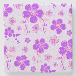  bloemenprint Paarse en roze op lavendel Stenen Onderzetter