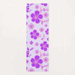 bloemenprint Paarse en roze op lavendel Yogamat