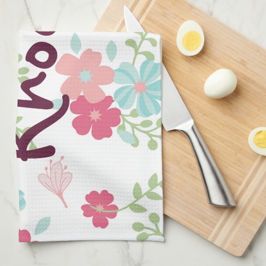  bloemenprint theedoek (Quarter Fold)