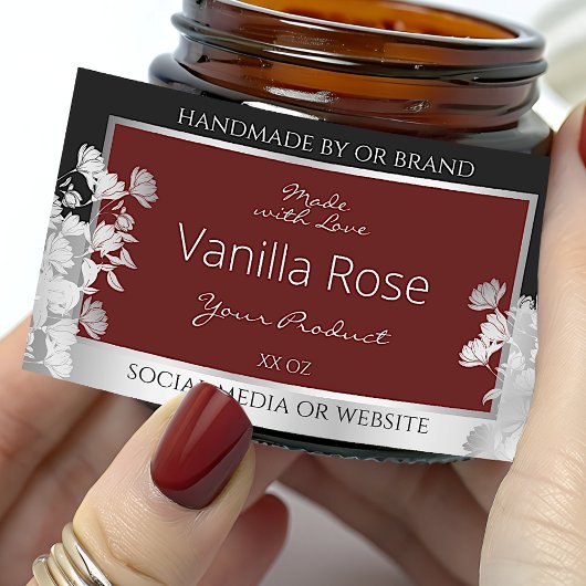 Bloemenproduct Verpakking Label Bourgogne en Zilve