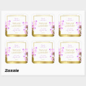Bloemenproduct Verpakkingsetiketten Wit Goud Paars Vierkante Sticker (Vel)