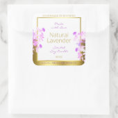 Bloemenproduct Verpakkingsetiketten Wit Goud Paars Vierkante Sticker (Tas)