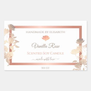 Bloemenproduct Verpakkingsetiketten Wit Rose Gold Rechthoekige Sticker
