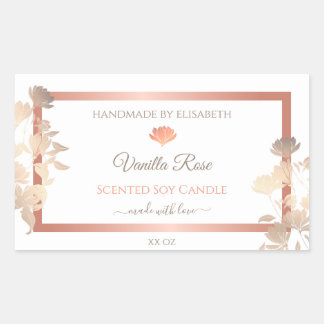 Bloemenproduct Verpakkingsetiketten Wit Rose Gold Rechthoekige Sticker