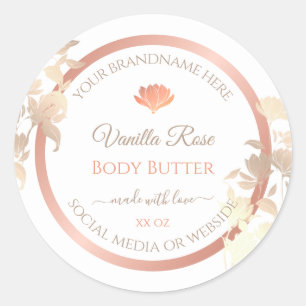 Bloemenproduct Verpakkingsetiketten Wit Rose Gold Ronde Sticker