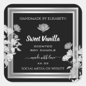 Bloemenproduct Verpakkingsetiketten Zwart-wit Vierkante Sticker (Voorkant)