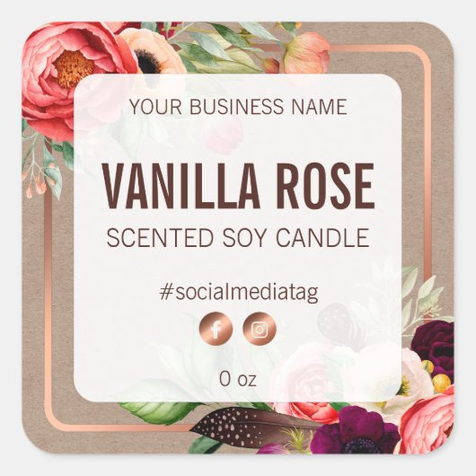 bloemenproductetiketten vierkante sticker (Voorkant)