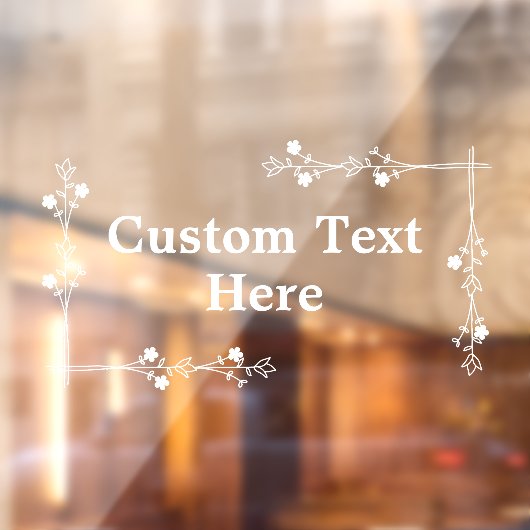 Bloemenrand Aangepaste tekst Tekendeur Venster Cli Raamsticker (Vel 2)