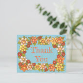 Bloemenrand~Bedankkaart Briefkaart (Staand voorkant)