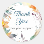 Bloemenrand Dank je wel Ronde Sticker (Voorkant)
