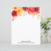 Bloemenrand in kleuren van zonsondergang briefpapi (Staand voorkant)