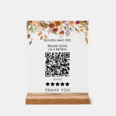 Bloemenrand Laat ons een Review QR-code achter Acryl Bord (Voorkant)