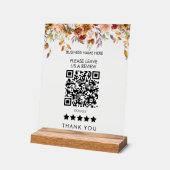 Bloemenrand Laat ons een Review QR-code achter Acryl Bord (Hoek)