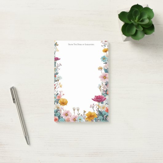 Bloemenrand Van Persoonlijk Bericht Post-it® Notes (Kantoor)