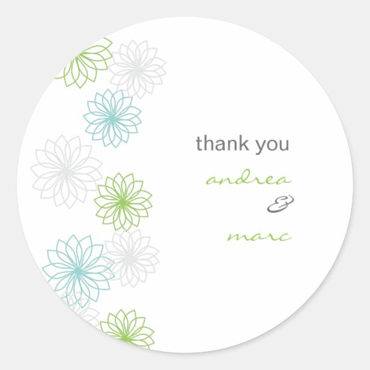 Bloemenreflecties rond Dank u Sticker (Voorkant)