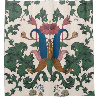 bloemenrenaissance behang. douchegordijn