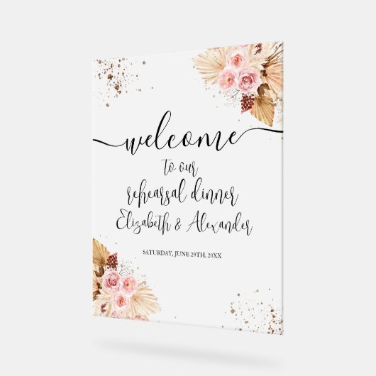 Bloemenrepetitiediner Welkom Acryl Teken Acryl Bord (Hoek)