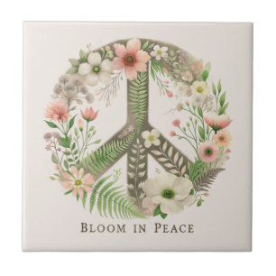  bloemenretro "Bloom in Peace" Vredesbord Tegeltje