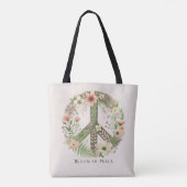 bloemenretro "Bloom in Peace" Vredesbord Tote Bag (Achterkant)